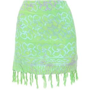 GURU SHOP Korte wikkelrok met franjes, strandrok, dames, blauw, synthetisch, maat: 40, groen, 40