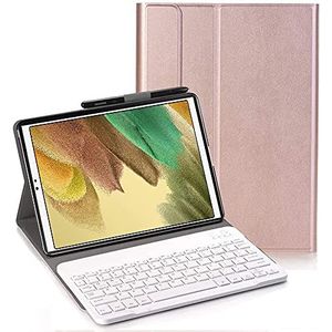 YHFZR Toetsenbordhoes voor Samsung Galaxy Tab A7 Lite 8.7 - (QWERTY-Indeling) Ultradunne Flip met Verwijderbare Draadloze Toetsenbordstandaard Case voor Samsung Galaxy Tab A7 Lite 8.7 SM-T225/T220, Rose Goud