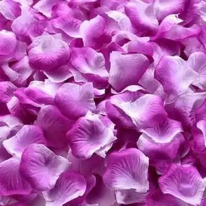 1000 stuks veelkleurige nep rozenblaadjes meisje toss zijden bloemblaadje kunstbloem voor bruiloft woondecoratie confetti bloemblaadjes 50%-paars wit-1000 stuks