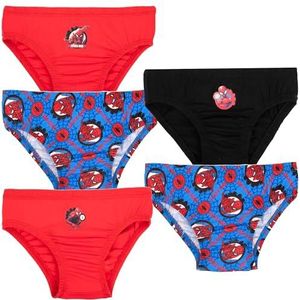 Marvel Spiderman Ondergoed voor jongens, zachte slips van 100% katoen, Spiderman-broek voor jongens, verpakking van 5 met 5 verschillende motieven, leeftijd 5/7, Blauw, 5-6 jaar