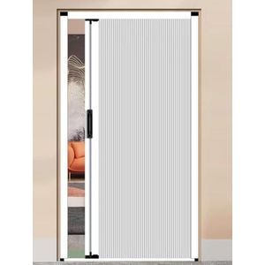 Kastschuifdeur, witte interne concertina-deuren, verborgen accordeon-schuifsysteem voor kamer/keuken/badkamerscheidingswand met slot, eenvoudig te installeren, aangepaste maten (96,5 x 203 cm)