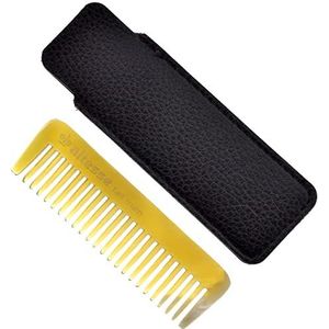Altesse 11332 Kleine brede kam hoorn kam snor kam voor mannen (3,5 inch) met zak kam synthetisch lederen hoesje. Essentiële gezichtshaar reiskam voor elke baard kit voor mannen. Handgemaakt in