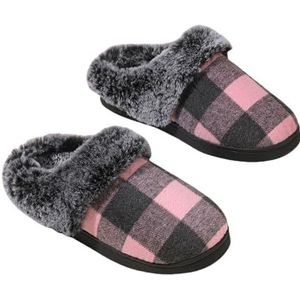 Sloffen Dames, Dames Indoor Outdoor Slippers, Winter Warme Comfortabele Pluche Traagschuim Antislip Indoor Pantoffels(Rose,36-37 EU)