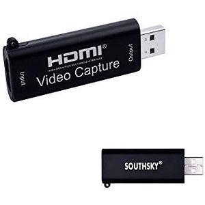SOUTHSKY HDMI Video Audio Capture Card,output 1080p 60fps,4K HDMI naar USB 2.0,compatibel met ZOOM, OBS, VLC, voor opnemen en bewerken, webcamconferentie, live streaming-uitzending, speldistributies