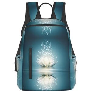 EdWal Grappige Kikkers Print Lichtgewicht Mode Casual Rugzak College Bag, Voor Outdoor Reizen Zakelijk Werk, Aziatische Lotuses Bloem, Eén maat