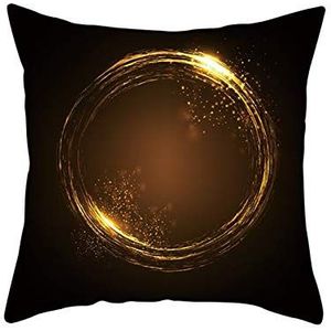 Ethereval Linnen kussenslopen standaard maat met rits kussenslopen voor woonkamer bank gloed cirkel kussenslopen neutrale kleuren bank kussens satijn bruin goud - 50 x 50 cm