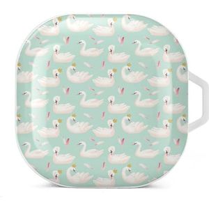 Witte zwanen oordopjes hoesje compatibel met Samsung hard shell beschermhoes witte stijl