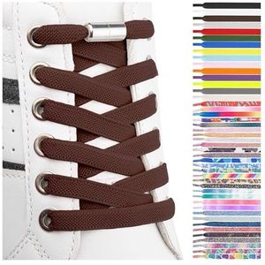 SULPO Elastische rubberen veters zonder strikken, plat, met draaisluiting, bruin, Eén Maat