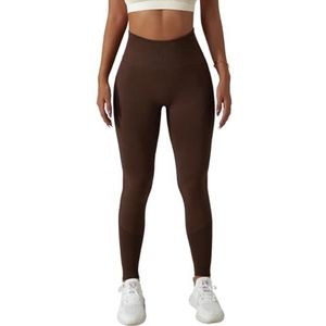 OXOLAMRIN Yogalegging, naadloze yoga-leggings voor dames, met hoge tailleband en geplooide billen, meerkleurig, maten S-XL, donkerbruin, M