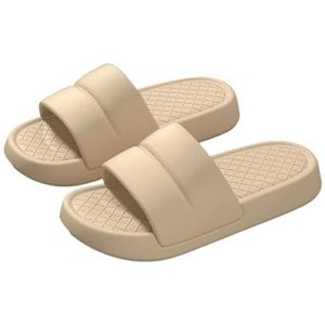 UBOHUZ Vrouwen Zomer Slippers Effen Kleur EVA Dikke Zachte Zool Comfortabele Slippers Outdoor Indoor Antislip Voor Badkamer, Zwembad, Kaki, 40-41