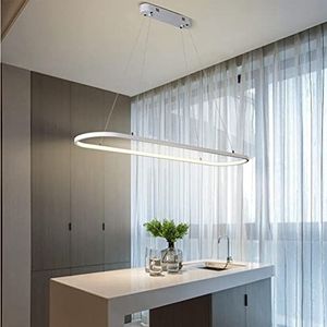 Moderne eettafel hanglamp led dimbaar wit hanglamp ovaal in hoogte verstelbare kroonluchter met afstandsbediening 54 W eetkamer hanglamp creativiteit keuken woonkamer lamp verlichting licht lengte 120 cm