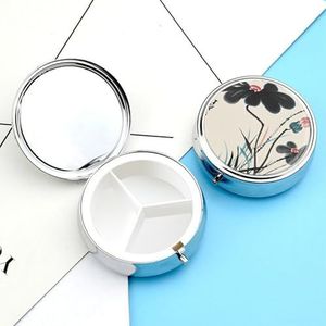 Inkt en Wassen S Beschikbare Pillendoos Pil Container Houder 3 Compartiment Metalen Pil Organizer Travel Medicine Organizer Draagbare Pillendoos voor Pocket om Pillen Vitamine vast te houden