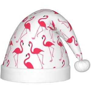 OdDdot Roze flamingo patroon print Pluche Kerstman Hoeden, Kerst Kerstman Hoed, Xmas Hoed voor Kinderen Jaar Kinderen Kerstfeest Gunsten