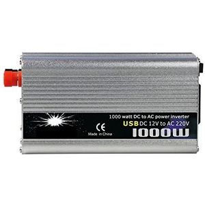 Omvormer Zuivere Sinus Auto-omvormer 12V 220 500W 1000W 1500W 2000W DC naar AC Spanningsomvormer Gemodificeerde Zuivere Sinus Power Transmissie Elektriciteit Aluminium(1000W,12V,50HZ)