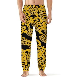 Fuck Cancer pyjama broek voor heren, zachte lange pyjamabroek, elastische nachtkleding, broek XL