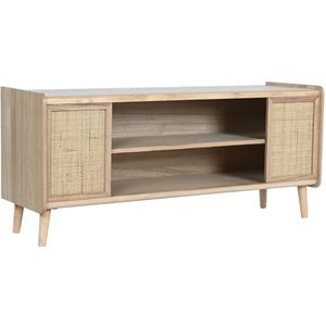 Home ESPRIT TV-meubel, natuurlijk rotan, paulownia-hout, 120 x 35 x 54 cm