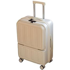 Bagage Trolley Koffer Bagage Met TSA-slot En USB-oplaadpoort, Kan In De Vliegtuigkoffer Voor Dames Worden Vervoerd Reiskoffer Handbagage (Color : White, Size : 20in)