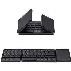 Mcbazel Opvouwbaar draadloos toetsenbord met touchpad voor tablet/mobiele telefoon/pc, draagbaar toetsenbord, draadloos, oplaadbaar, ondersteunt meerdere apparaten/iOS/Android/MacOS/Windows - zwart