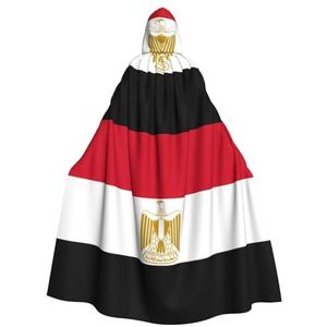 Bxzpzplj Egyptische vlag capuchon mantel voor mannen en vrouwen, volledige lengte Halloween maskerade cape kostuum, 185 cm