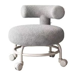 FXLUHAY Pedicure stoel rolkruk met rugleuning opstapkruk draaibare beweegbare stoel lage kruk met wielen voor stevige deuropening thuis slaapkamer woonkamer (grijs)