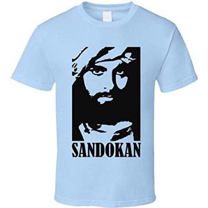 Sandokan T-Shirt Kabir Bedi Steev Reeves Azione Italiana Pirata South Seas Retro Cool Light Blue Blue L