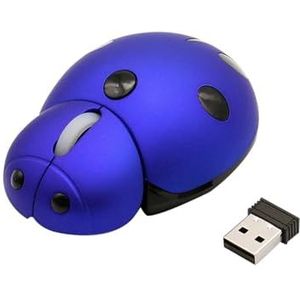 Draadloze Mini Dierenmuis Draagbare Creatieve Lieveheersbeestje Vorm Laser Ergonomische Computermuis for Desktop Computer Laptop(Blue)