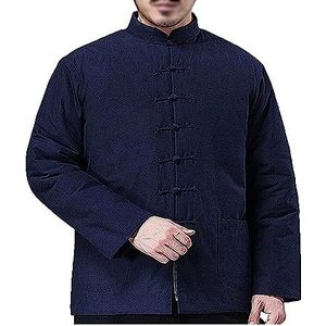 OIFAODAO, Dikke warme katoenen tangpak Winter Tai Chi Uniform Heren Chinese traditionele kleding met lange mouwen, Hanfu-jassen Vechtsportpak,Tai Chi-uniformen(Blu,L XL)
