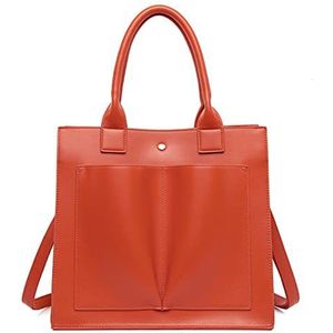 XINQIK Lente En Zomer Dames Messenger Bag Pu Heldere Kleur Eenvoudige Handtas Mode Tote Bag, Oranje, 32x16x29cm