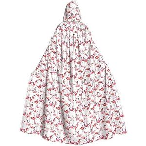 Bxzpzplj Mystieke mantel met capuchon met flamingo's voor mannen en vrouwen, Halloween, cosplay en carnaval, 185 cm