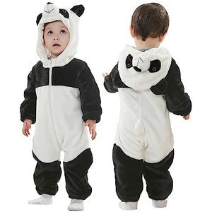 Doladola Rompers onesies jumpsuits, met capuchon, voor baby meisjes en jongens, met dierenprint, voor de herfst en winter (Panda, 12-18 maanden)