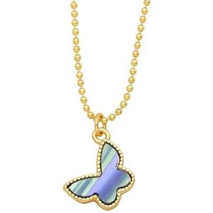 Meerkleurige vlinderhanger for dames, verkoperd goud, korte kettingsieraden (Style : Violet)