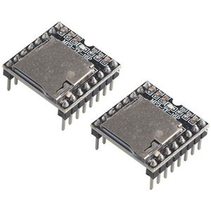 HALJIA 2 STKS DFPlayer Mini Mp3-speler Module Universele 24-bit DAC-uitgang Direct Aansluiten op Speaker Ondersteuning TF-kaart U-Disk IO/Seriële Poort/AD Diy Kit Compatibel met Arduino Raspberry Pi