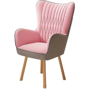 Stoel met hoge rugleuning, comfortabele leesstoel for de woonkamer, slaapkamer, eenzits armstoel met houten poten, moderne bijzetstoelen, make-upstoel for studeerkamer, kantoor(Color:/Pink a)