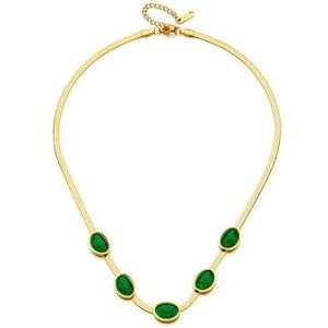 316L roestvrij staal Klassieke groene emaille decoratie vrouwen kettingen luxe meisjes sieraden cadeau groothandel