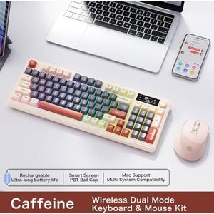 QPSJXN Draadloos Toetsenbord En Muis M96 Met Bluetooth Multi-Device Compatibel Met En Elektronische Schermen (Caffeine Pink Kit)