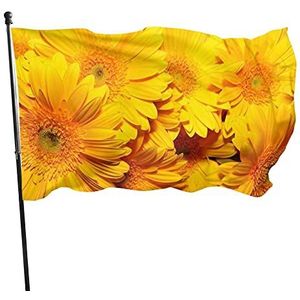 Vlag 90 x 150 cm, gele zonnebloem strandvlaggen 2 metalen oogjes activiteitsvlag decoratie decoratieve vlag, voor activiteiten, carnaval, vieringen