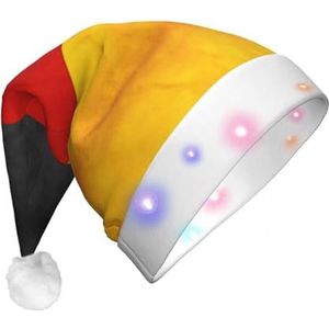 SSIMOO Duitse vlag volwassen led kerstmuts - pluche kerstmuts met led-verlichting, perfect voor feestelijke feesten