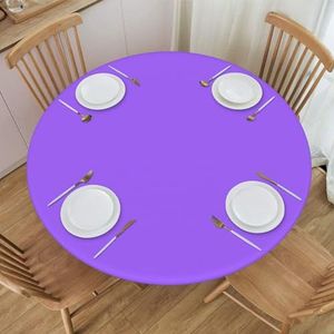 Effen kleur lichtpaars patroon rond tafelkleed, waterdicht en afveegbaar met elastische randen, geschikt voor het decoreren van ronde tafels.