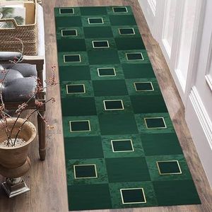Lange tapijtlopers met antisliprug, indoor gangloper, keukentapijten lopermatten 100 cm / 1,5 m / 2 m / 300 cm / 350 cm / 5 m / 6 m lengte - groen (Size : 100×500cm)