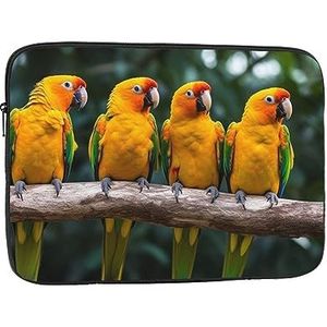 Kleurrijke Gele Papegaaien Op Tak Print Laptop Sleeve Shockproof Laptop Case Duurzaam Laptop Tas Computer Cover Voor De Meeste Computers