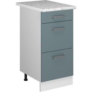 Vicco Onderkast voor in de keuken R-Line, blauw-grijs/wit, 40 cm met laden en werkblad