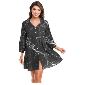 DUNSBY Bikini Cover Up Vrouwen Strand Shirts Marmeren Print Badpak Cape Zomer Lange Mouw Tuniek Badmode Outfits Badpak Cover Up (Kleur: 05, Maat: L)