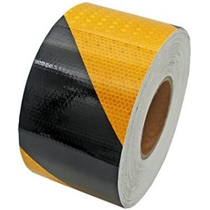 Veiligheidsreflecterende tape, Reflecterende tape Waarschuwingstape Nacht Zelfklevende Buitenmarkering Sticker 10 cm × 50 meter(Black and Yellow)