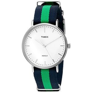 Timex Unisex-volwassen horloge TW2R26, Blauw/Groene Streep, Unisex, Quartz Beweging