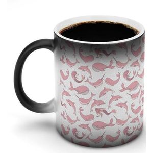 Walvissen Zeemeerminnen Narwals Dolfijnen Aanpassen Magic Warmte Veranderende Mok Keramische Cup Koffie Mokken Warmtegevoelige Grappige Gift