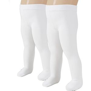CALZITALY 2 paar - babymeisje effen microvezel semi-ondoorzichtige panty | pasgeboren panty | 40 DEN | 3 tot 24 maanden | Italiaanse kousen |, 2 paar wit, 3 maanden