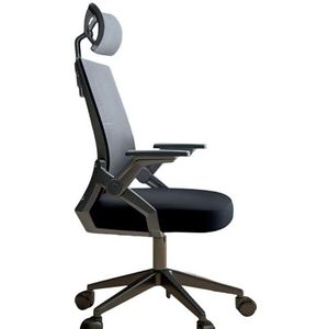 FZDZ Bureaustoel, ergonomische bureaustoel met verstelbare lendensteun, hoge rug mesh computerstoel met hoofdsteun en opklapbare armleuningen, werkstoel directiestoel voor thuiskantoor (kleur: zwart,