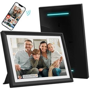 Frameo wifi digitale fotolijst van 10,1 inch, led-licht, 1280 x 800 HD IPS LCD-aanraakscherm, automatisch roterende beeldoriëntatie, 32 GB opslag, deel foto‘s direct via Frameo-app vanaf elke locatie