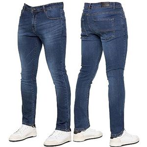 989Zé ENZO Heren Jeans Stretch Skinny Slim Fit Denim Broek Broek EZ325 Alle Taille Maten, Donkerblauw, 32W / 30L