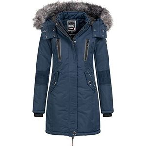 Geographical Norway Damesjas winterparka Coracle/Coraly, XL bontcapuchon, Donkerblauw, XL